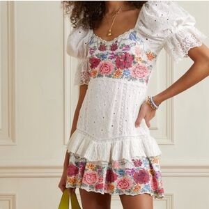 LoveShackFancy Thressey broderie-anglais mini dress